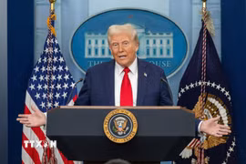 Ngày 14/10/2026, Tổng thống Mỹ Donald Trump lần lượt tới bang Arizona và Montana để vận động tranh cử cho các ứng cử viên đảng Cộng hòa, (Ảnh: THX/TTXVN phát)