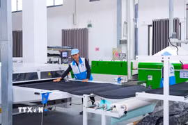 Dây chuyền sản xuất hiện đại ứng dụng khoa học, công nghệ và đổi mới sáng tạo nhằm nâng cao chất lượng sản phẩm tại Khu công nghiệp TMTC thuộc Khu kinh tế cửa khẩu Mộc Bài, xã Bến Cầu, tỉnh Tây Ninh. (Ảnh: Minh Phú/TTXVN)