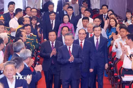 Tổng Bí thư, Chủ tịch nước Tô Lâm đến dự Lễ kỷ niệm 30 năm thành lập Hội đồng Lý luận Trung ương. (Ảnh: Văn Điệp/TTXVN)