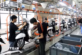 Dây chuyền tại Nhà máy sản xuất thông minh Yadea Việt Nam với quy mô đầu tư hơn 100 triệu USD tại Khu công nghiệp Tân Hưng, tỉnh Bắc Ninh. (Ảnh: Danh Lam/TTXVN)