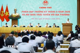 Phiên họp Chính phủ thường kỳ tháng 6 năm 2026 và Hội nghị trực tuyến Chính phủ với địa phương. (Ảnh: Dương Giang/TTXVN)