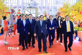 Thủ tướng Phạm Minh Chính đến dự Lễ khai mạc Hội chợ Mùa Xuân lần thứ nhất năm 2026. (Ảnh: Dương Giang/TTXVN)