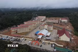 Trường Phổ thông nội trú liên cấp Tiểu học và Trung học cơ sở xã biên giới Ia Puch, tỉnh Gia Lai. (Ảnh: Hoài Nam/TTXVN)