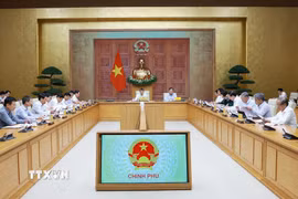 Thủ tướng Lê Minh Hưng chủ trì cuộc họp về dự án Luật sửa đổi, bổ sung một số điều của Luật Đấu thầu; Luật Đầu tư; Luật Phát triển doanh nghiệp nhỏ và vừa. (Ảnh: Dương Giang/TTXVN)