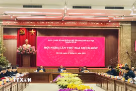 Hội nghị lần thứ 21, Ban Chấp hành Đảng bộ thành phố Hà Nội khóa XVII. (Ảnh: TTXVN phát)
