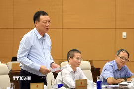 Tổng Thanh tra Chính phủ Đoàn Hồng Phong thuyết trình về nội dung cơ bản của dự thảo. (Ảnh: Tuấn Anh/TTXVN)