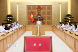 Phó Thủ tướng Hồ Đức Phớc, Trưởng Ban Chỉ đạo Phòng, chống rửa tiền chủ trì họp Ban chỉ đạo. (Ảnh: An Đăng/TTXVN)