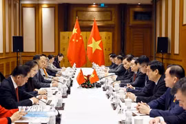 Chủ tịch Quốc hội Trần Thanh Mẫn tiếp các nhân sỹ hữu nghị Trung Quốc. (Ảnh: Doãn Tấn/TTXVN)