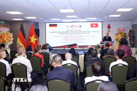 Quang cảnh gặp mặt kỷ niệm trọng thể 50 năm Ngày thiết lập quan hệ ngoại giao giữa Đức và Việt Nam (23/09/1975 -23/09/2025) và Ngày thống nhất nước Đức lần thứ 35 (03/10/1990-03/10/2025). (Ảnh: Xuân Khu/TTXVN)