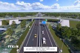 Phối cảnh đường Vành đai 4 Tp. Hồ Chí Minh có chiều dài 48km đoạn qua tỉnh Bình Dương. (Ảnh: TTXVN phát)
