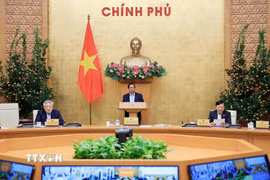 Thủ tướng Phạm Minh Chính chủ trì phiên họp Chính phủ thường kỳ tháng 2. (Ảnh: Dương Giang/TTXVN)