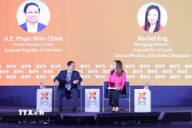 Thủ tướng Phạm Minh Chính tham dự Phiên Đối thoại Cấp cao tại Hội nghị Thượng đỉnh Kinh doanh và Đầu tư ASEAN (ABIS). (Ảnh: Dương Giang/TTXVN)