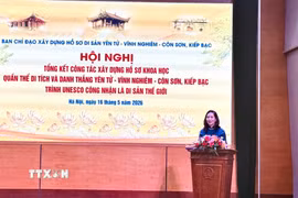 Quang cảnh Hội nghị Tổng kết hành trình đưa Yên Tử-Vĩnh Nghiêm-Côn Sơn, Kiếp Bạc thành Di sản Thế giới. (Ảnh: Phương Lan/TTXVN)