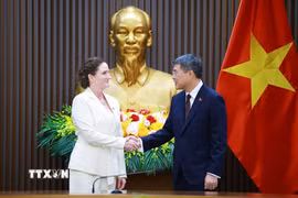 Thủ tướng Lê Minh Hưng tiếp Đại sứ New Zealand Caroline Beresford. (Ảnh: Dương Giang/TTXVN)