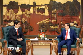 Phó Thủ tướng Lê Tiến Châu tiếp ngài Matsumoto Yōhei, Bộ trưởng Giáo dục, Văn hóa, Thể thao, Khoa học và Công nghệ Nhật Bản. (Ảnh: Tuấn Anh/TTXVN)