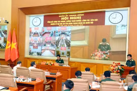 Quang cảnh hội nghị tại điểm cầu trung tâm. (Nguồng: Báo Quân đội Nhân dân)