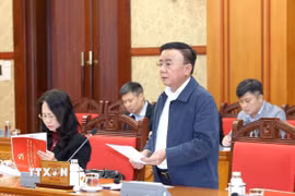 Cuộc họp Thường trực Tiểu ban Tổ chức phục vụ Đại hội XIV của Đảng, sáng 19/11. (Ảnh: Phương Hoa/TTXVN)