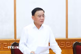 Đồng chí Trần Cẩm Tú, Ủy viên Bộ Chính trị, Thường trực Ban Bí thư phát biểu chỉ đạo cuộc họp. (Ảnh: Phương Hoa/TTXVN)