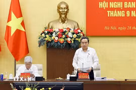 Ủy viên Bộ Chính trị, Bí thư Đảng ủy Quốc hội, Chủ tịch Quốc hội Trần Thanh Mẫn phát biểu. (Ảnh: Doãn Tấn/TTXVN)
