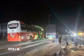 Hiện trường vụ tai nạn. (Ảnh: CTV - TTXVN)
