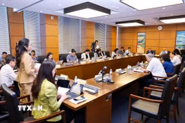 Đoàn đại biểu Quốc hội tỉnh Cà Mau và tỉnh Bắc Ninh thảo luận ở tổ. (Ảnh: Doãn Tấn/TTXVN)