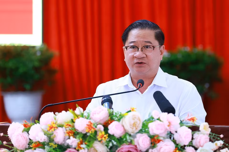Chủ tịch UBND thành phố Cần Thơ Trần Việt Trường phát biểu. (Ảnh: Dương Giang/TTXVN)
