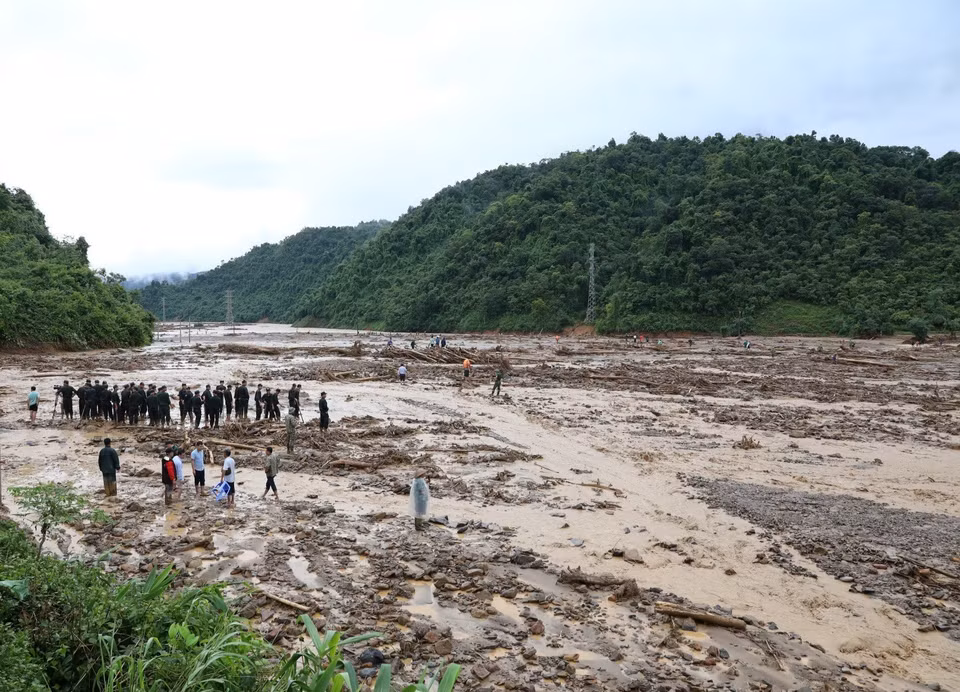 Bản Mường Pồn 1, xã Mường Pồn,tan hoang sau trận lũ quét. (Ảnh: Xuân Tư/TTXVN)