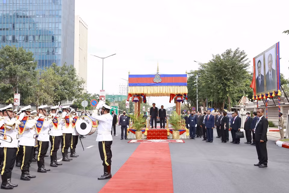 Quang cảnh lễ đón. (Ảnh: Doãn Tấn/TTXVN)