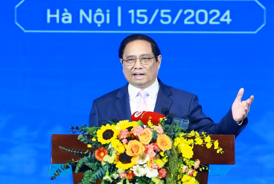 Thủ tướng Phạm Minh Chính phát biểu tại Ngày Khoa học và Công nghệ Việt Nam. (Ảnh: Dương Giang/TTXVN)