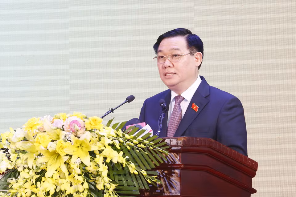 Chủ tịch Quốc hội Vương Đình Huệ phát biểu. Ảnh: Doãn Tấn - TTXVN