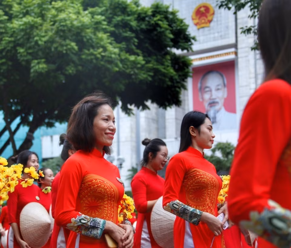 Lễ hội Áo dài Du lịch Hà Nội 2023 nhằm hướng tới mục tiêu phát triển, quảng bá du lịch Hà Nội nói riêng, Việt Nam nói chung. (Ảnh: Tuấn Đức/TTXVN)