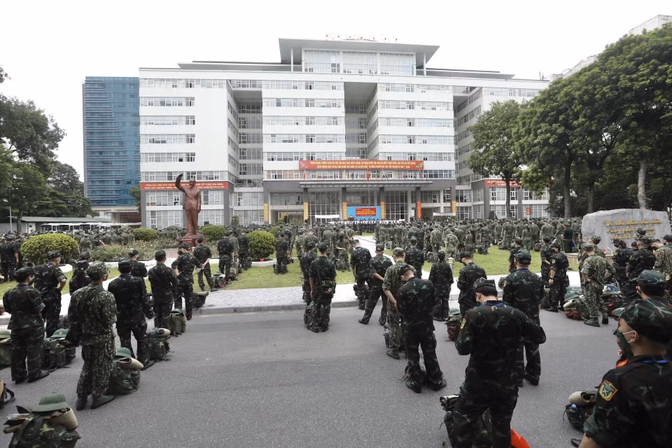 Quang cảnh Lễ xuất quân. (Ảnh: Minh Quyết/TTXVN)