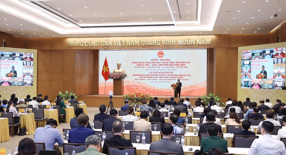 Hội nghị công bố và triển khai Quy hoạch tổng thể quốc gia thời kỳ 2021-2030, tầm nhìn đến năm 2050. (Ảnh: Dương Giang/TTXVN)