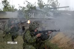 Binh sỹ Belarus trong một cuộc diễn tập. (Ảnh: AFP/TTXVN)