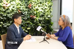 Ông Kwon Sung Taek lời phỏng vấn của phóng viên TTXVN tại Seoul. (Ảnh: Trường Giang/TTXVN)