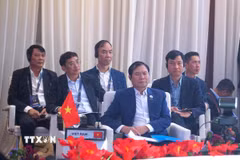 Đại tướng Nguyễn Tân Cương, Ủy viên Trung ương Đảng, Ủy viên Thường vụ Quân ủy Trung ương, Tổng Tham mưu trưởng QĐND Việt Nam, Thứ trưởng Bộ Quốc phòng dẫn đầu đoàn đại biểu cấp cao Bộ Quốc phòng Việt Nam tham dự hội nghị. (Ảnh: Hằng Linh/TTXVN)