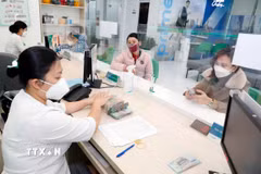 Khách hàng giao dịch tại Ngân hàng TMCP Việt Nam Thịnh Vượng (VPBank). (Ảnh: Trần Việt/TTXVN)