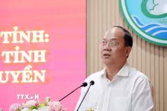 Bí thư Tỉnh ủy Cà Mau Nguyễn Hồ Hải phát biểu tại Hội nghị. (Ảnh: Trung Hiếu/TTXVN)