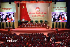Quang cảnh phiên bế mạc Đại hội đại biểu Mặt trận Tổ quốc Việt Nam lần thứ XI. (Ảnh: Minh Đức/TTXVN)