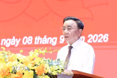 Thường trực Ban Bí thư Trần Cẩm Tú phát biểu chỉ đạo tại Lễ khai giảng năm học mới Học viện Chính trị Quốc gia Hồ Chí Minh. (Ảnh: Phương Hoa/TTXVN)