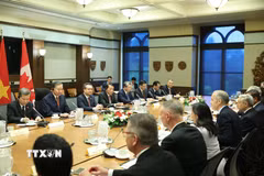 Tổng Bí thư, Chủ tịch nước Tô Lâm hội đàm với Thủ tướng Canada Mark Carney. (Ảnh: Thống Nhất/TTXVN)