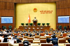 Quốc hội biểu quyết thông qua Luật Hàng không dân dụng Việt Nam (sửa đổi). (Ảnh: Doãn Tấn/TTXVN)