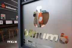 Biểu tượng sàn giao dịch tiền điện tử Bithumb của Hàn Quốc. (Ảnh: YONHAP/TTXVN)