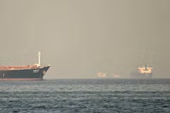 Tàu chở hàng và tàu chở dầu ngoài khơi thành phố Fujairah, thuộc eo biển Hormuz ngày 25/2/2026. (Ảnh: AFP)