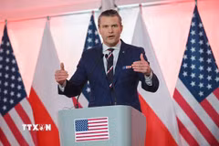 Bộ trưởng Quốc phòng Mỹ Pete Hegseth. (Ảnh: PAP/TTXVN)