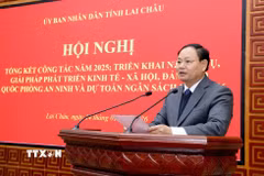 Bí thư Tỉnh ủy Lai Châu Lê Minh Ngân phát biểu tại hội nghị triển khai công tác năm 2026. (Ảnh: TTXVN phát)