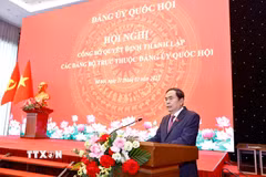 Ủy viên Bộ Chính trị, Bí thư Đảng ủy Quốc hội, Chủ tịch Quốc hội Trần Thanh Mẫn phát biểu. (Ảnh: Doãn Tấn/TTXVN)