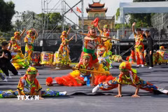 Đoàn võ thuật Tuyên Quang biểu diễn tại Festival. (Ảnh: Khánh Hòa/TTXVN)