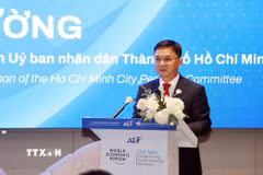 Ông Nguyễn Mạnh Cường, Phó Chủ tịch Ủy ban Nhân dân Thành phố Hồ Chí Minh, phát biểu khai mạc Diễn đàn. (Ảnh: Xuân Khu/TTXVN)