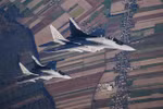 Máy bay chiến đấu MiG 29 tham gia cuộc tập trận phòng thủ trên không của NATO gần căn cứ không quân ở Lask, Ba Lan ngày 12/10/2022. (Ảnh: AFP/TTXVN)